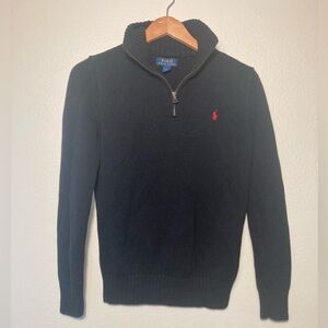 Polo by Ralph Lauren Boys Large Black 1/4 Zip-Up Sweater
